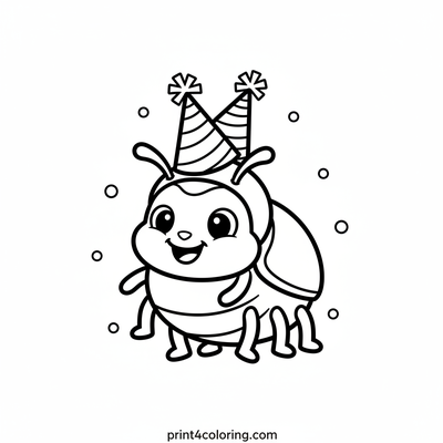 Beetle's Silly Hat Party - free printable coloring page