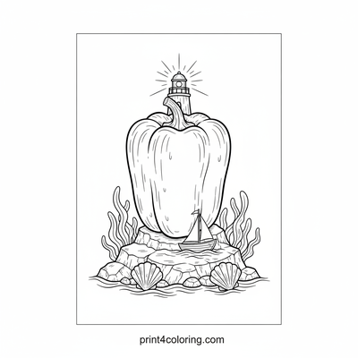 The Radiant Bell Pepper Lighthouse - free printable coloring page