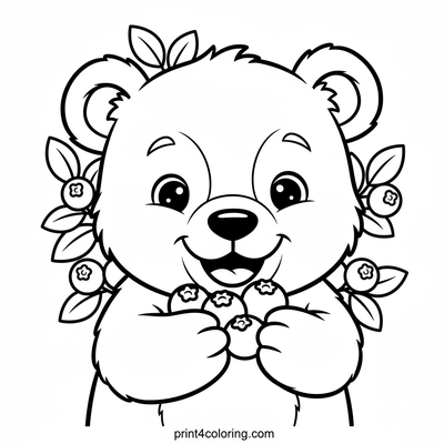 Sweet Berry-Munching Bear Cub - free printable coloring page
