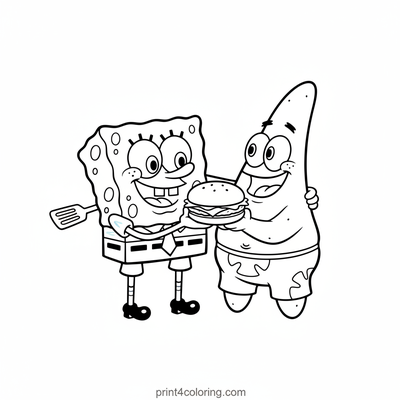 SpongeBob and Patrick: Best Friends Krabby Patty Feast - free printable coloring page