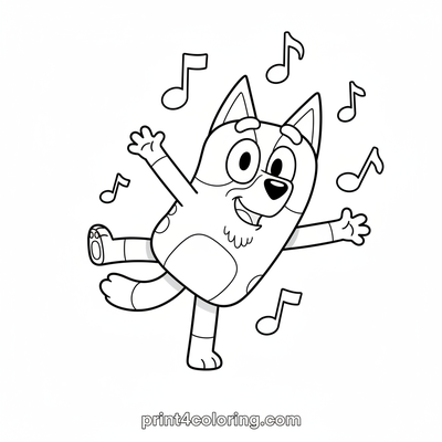Bingo's Happy Dance Party - free printable coloring page