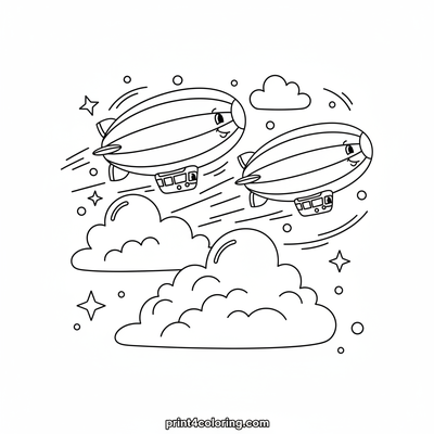 The Great Blimp Race! - free printable coloring page