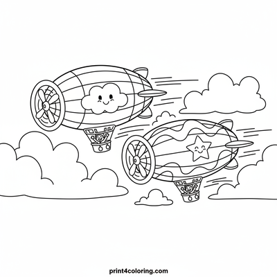 High-Flying Blimp Race - free printable coloring page