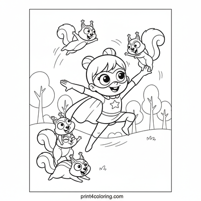 Blossom's Superhero Squirrel Shenanigans - free printable coloring page