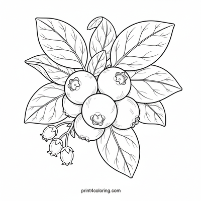Blueberry Bush Botanical Beauty - free printable coloring page