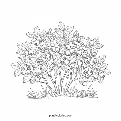 Detailed Blueberry Bush Botanical Study - free printable coloring page