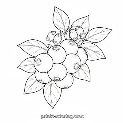 Nature's Blue Treasure: A Blueberry Bush Study - free printable coloring page