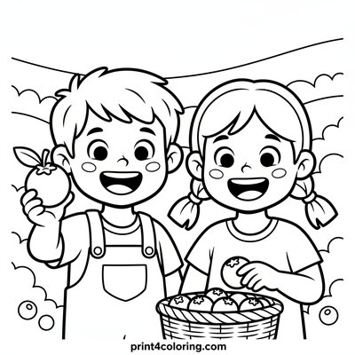 Sweet Blueberry Harvest Adventure - free printable coloring page