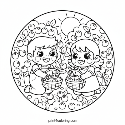 Sweet Blueberry Harvest Day - free printable coloring page