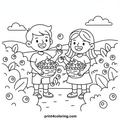 Blueberry Patch Adventure - free printable coloring page