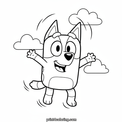 Bluey's Big Happy Bounce! - free printable coloring page