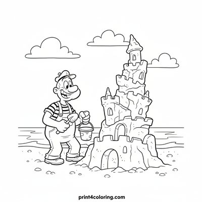Bluto's Epic Sandcastle Adventure - free printable coloring page