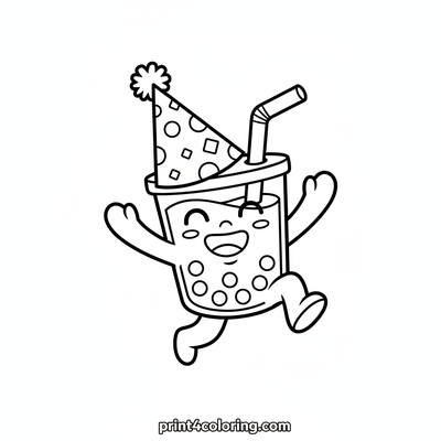 Boba's Wobbly Hat Dance Party - free printable coloring page