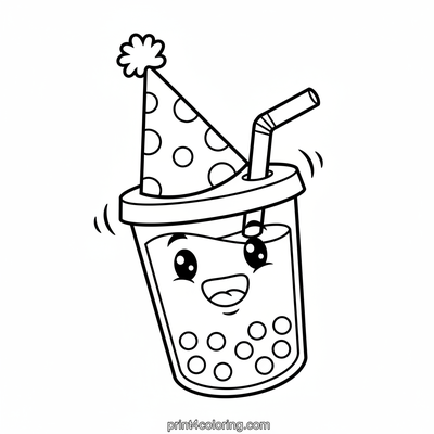Boba's Silly Hat Party - free printable coloring page