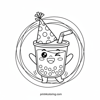 Boba's Wobbly Hat Dance Party - free printable coloring page