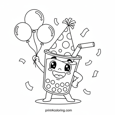 Boba's Silly Hat Dance Party - free printable coloring page