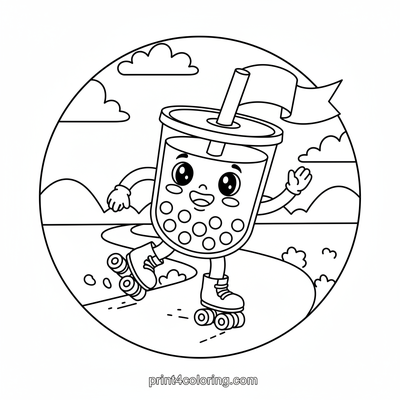 Boba Bubble Race: Speedy Sip Adventure! - free printable coloring page