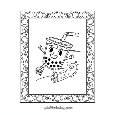 Boba Bubble Race Adventure - free printable coloring page