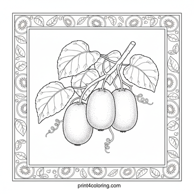 Intricate Kiwi Vine Botanical Study - free printable coloring page