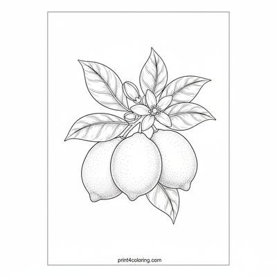 Exquisite Lemon Branch Botanical Study - free printable coloring page