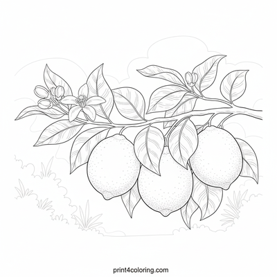 Zesty Botanical Lemon Branch Study - free printable coloring page