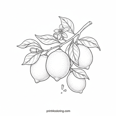 Zesty Lemon Branch Botanical Study - free printable coloring page