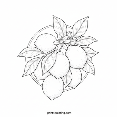 Zesty Lemon Branch Botanical Study - free printable coloring page