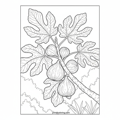 Exquisite Fig Branch Botanical Study - free printable coloring page