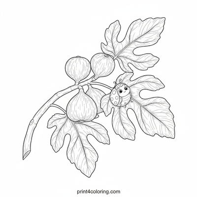 Cozy Fig Branch Botanical Study - free printable coloring page