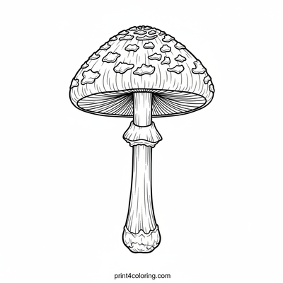 Majestic Woodland Mushroom: A Botanical Portrait - free printable coloring page