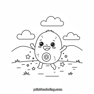 Giggling Kiwi's Starry Bounce - free printable coloring page