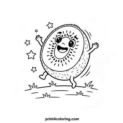 Happy Kiwi's Grassy Leap - free printable coloring page
