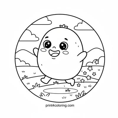 Giggling Kiwi's Starry Bounce - free printable coloring page