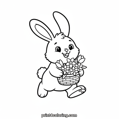 Bouncy Bunny's Spring Bouquet - free printable coloring page
