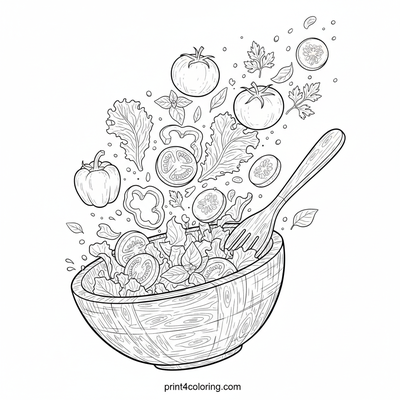 The Bountiful Garden Salad Bowl - free printable coloring page