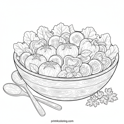 Bountiful Garden Salad Bowl - free printable coloring page
