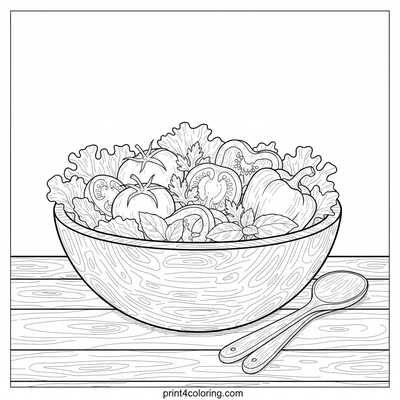 Bountiful Harvest Salad Bowl - free printable coloring page