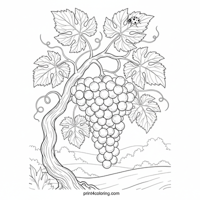 Nature's Sweet Treasure: Bountiful Grapevine Cluster - free printable coloring page