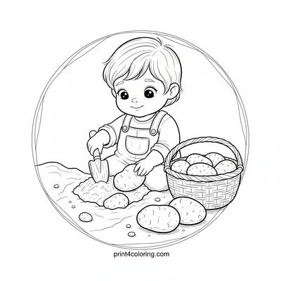 Little Farmer's Bountiful Harvest - free printable coloring page