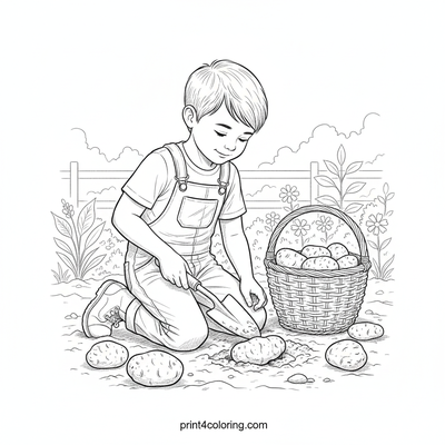 Joyful Potato Harvest - free printable coloring page