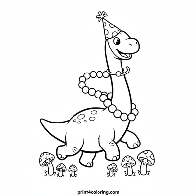 Brachiosaurus's Brilliant Hat Parade - free printable coloring page