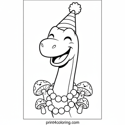 Brachiosaurus's Silly Hat & Bead Parade - free printable coloring page