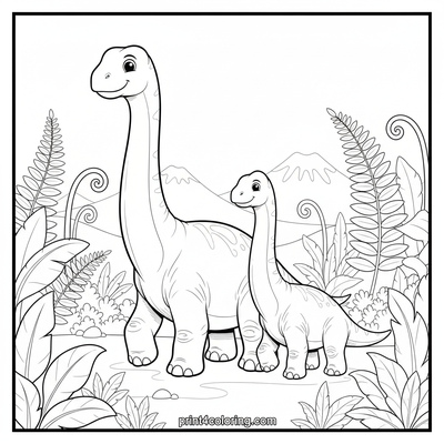 Dinosaurs coloring page preview