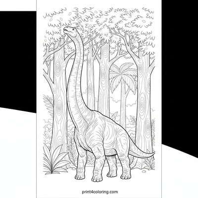 Towering Brachiosaurus Feast - free printable coloring page