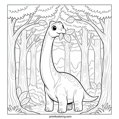 Brachiosaurus' Sky-High Leaf Feast - free printable coloring page