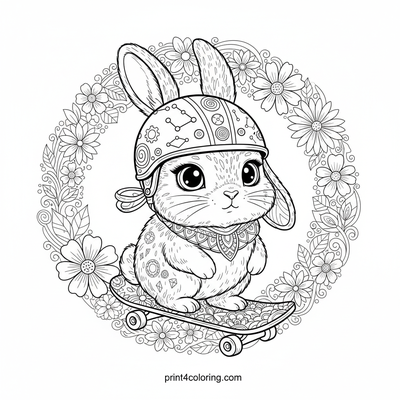 Brave Bunny's Skateboard Adventure - free printable coloring page