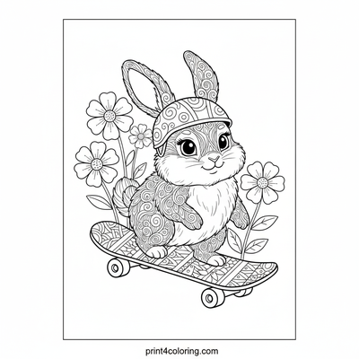 Brave Bunny's Skateboard Adventure - free printable coloring page