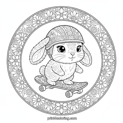 Brave Bunny's First Skateboard Ride - free printable coloring page
