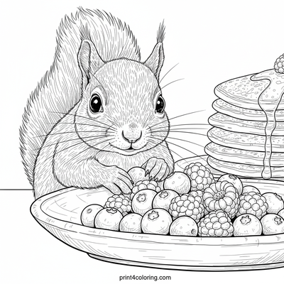 Forest Friend's Pancake Feast - free printable coloring page