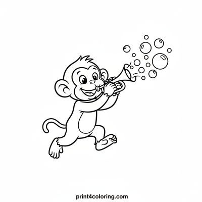 Monkey's Bubbly Trumpet Blast! - free printable coloring page